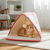 Skatrs Cozy Tent for Cats, Kittens and Small Dogs (Coral Red and Blue) Cats-Bedding, Mats & Travel Supplies Skatrs