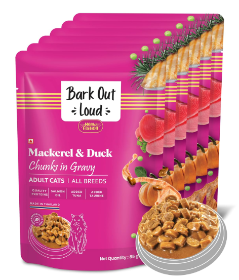 Bark Out Loud Mackerel & Duck Chunks Gravy Adult Cat Wet Food