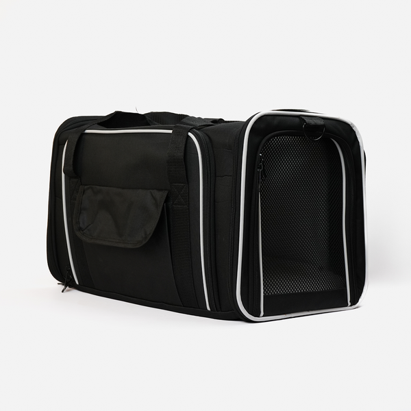 Skatrs Foldable Expandable Pet Travel Carrier Bag for Small Dogs, Adult Cats & Kittens (Black)