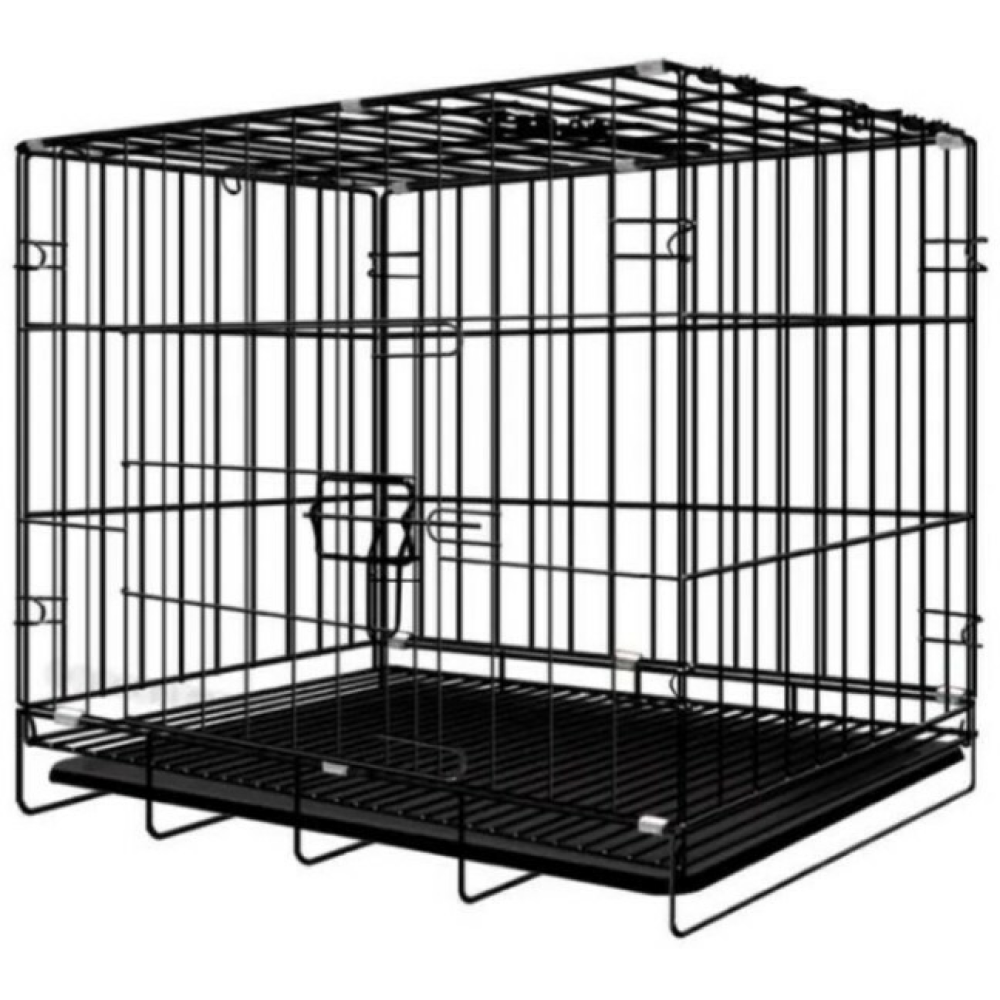 Chullbull Single Door Iron Powder Coated with Removable Tray Carrier for Dogs and Cats (Black) Both-Bedding, Mats & Travel Supplies Chullbull Dropship