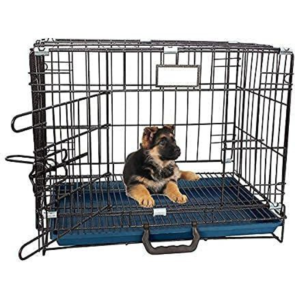 Chullbull Single Door Iron Powder Coated with Removable Tray Carrier for Dogs and Cats (Black) Both-Bedding, Mats & Travel Supplies Chullbull Dropship