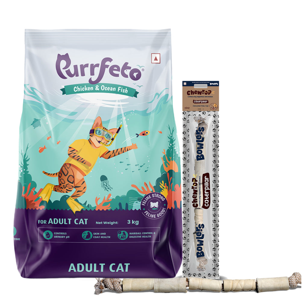 Purrfeto Chicken and Ocean Fish Cat Dry Food Cats- Dry food Purrfeto 3kg+150g(Chewrope Free)
