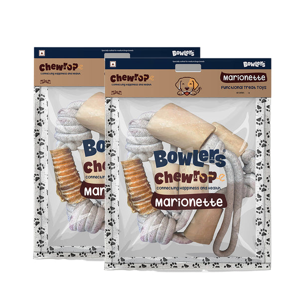 Bowlers Chewrope Marionette Rope Chew Functional Dog Treat Toy (Buy 1 Get 1 Free)