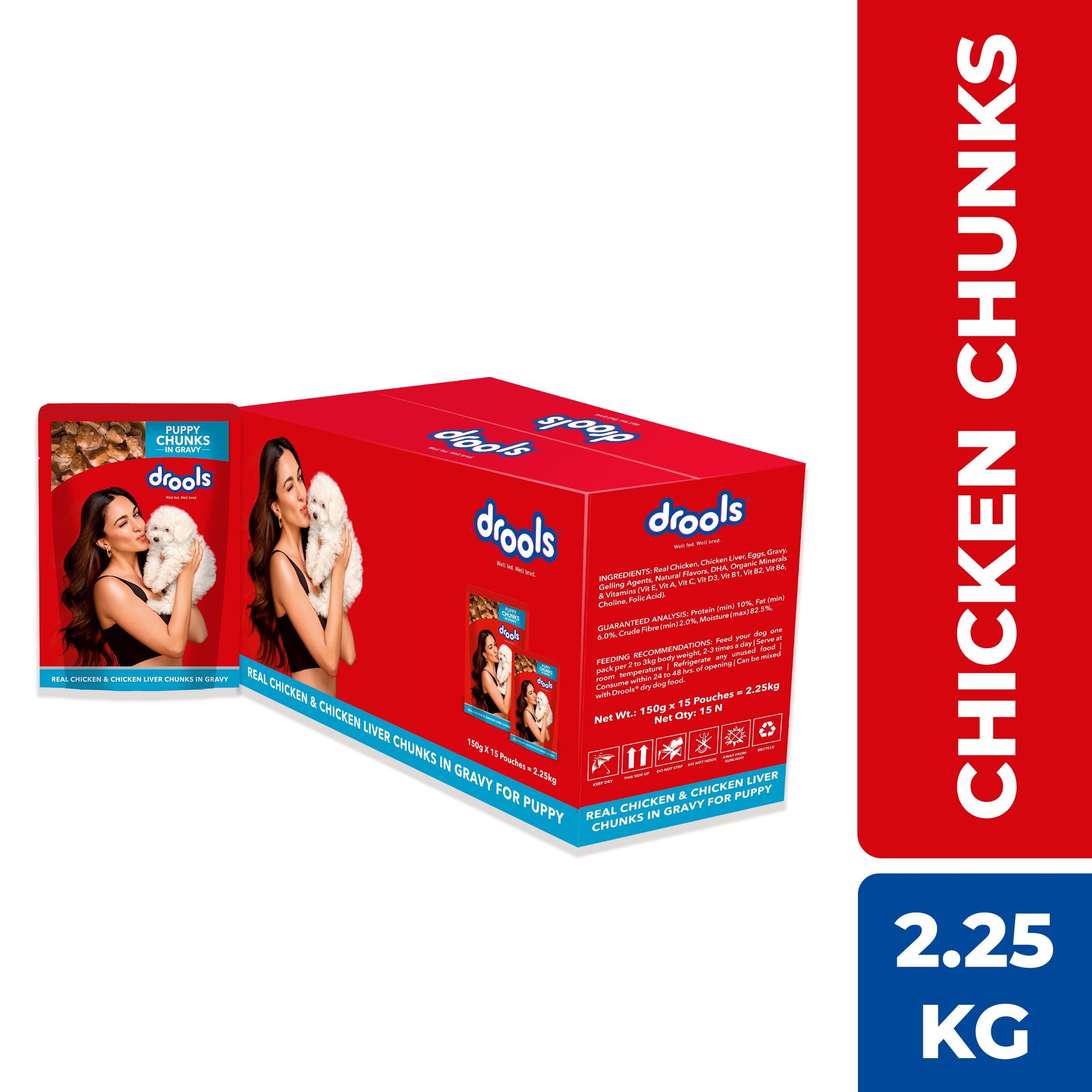 Drools Real Chicken & Chicken Liver Chunks in Gravy Puppy Dog Wet Food Dogs-Wet Food Drools