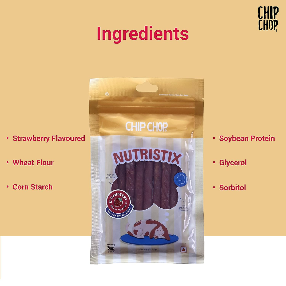 Chip Chops Bacon, Chicken and Strawberry Nutristix Dog Treats Combo (3 x 70g)