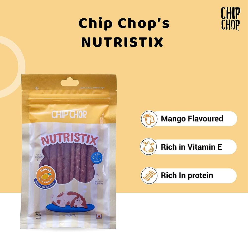 Chip Chops Bacon, Chicken and Mango Nutristix Dog Treats Combo (3 x 70g)