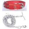 Chullbull Nylon Collar and Heavy Chain Leash for Dogs (Red) Dogs-Collar, Leashes, harnesses Chullbull Dropship M