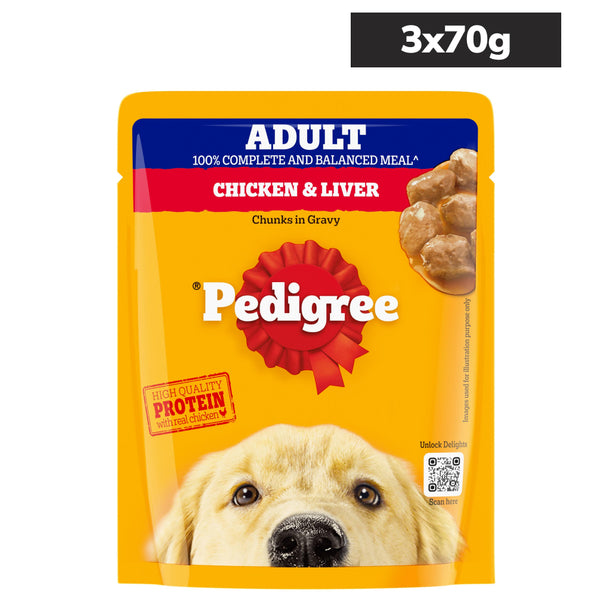 Pedigree Chicken and Liver Chunks in Gravy Adult Dog Wet Food (70g)