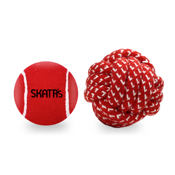 Skatrs Tennis Ball for Dogs and Ball Shaped Rope Chew Toy for Cats & Dogs Combo