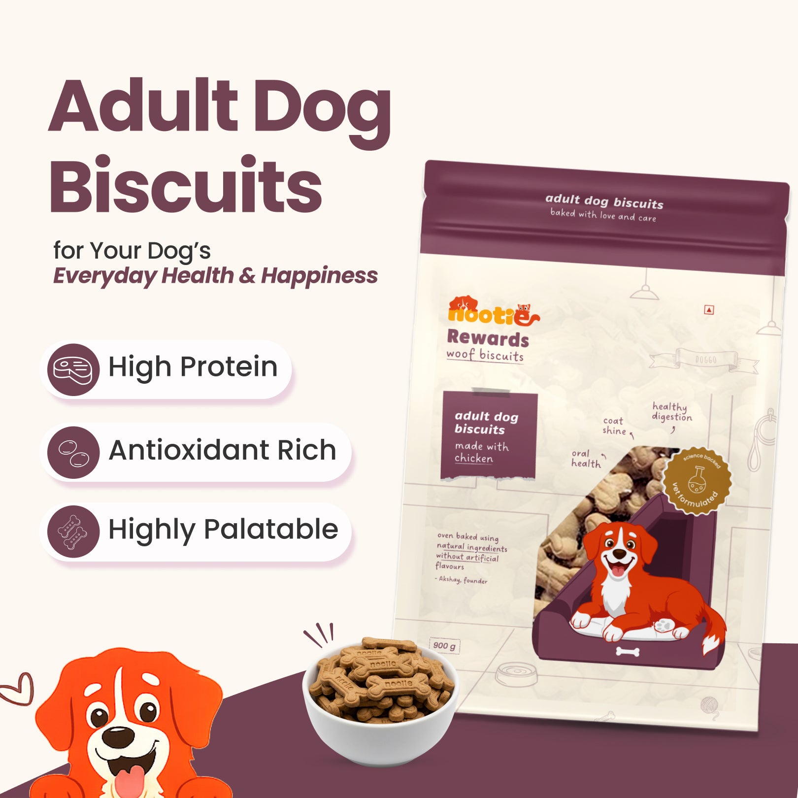 Nootie Chicken & Peanut Butter Flavour Biscuits Adult Dog Treats Dog Treats + Others Nootie