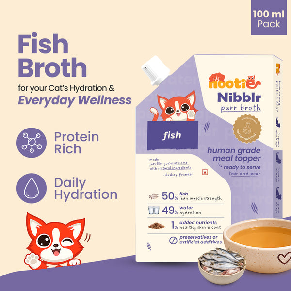 Nootie Nibblr Fish Bone Broth Hydrating Meal Topper Cat Wet Food
