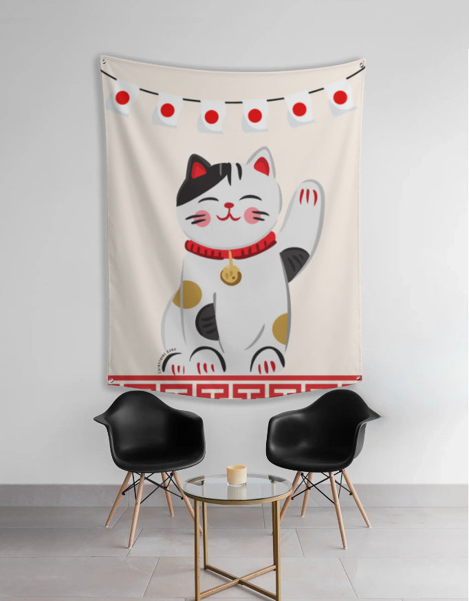 EverythingBoho Maneki Neko Good Luck Cat Japanese Tapestry Wall Art Pet Parent-Gifting & Merch EverythingBoho Dropship