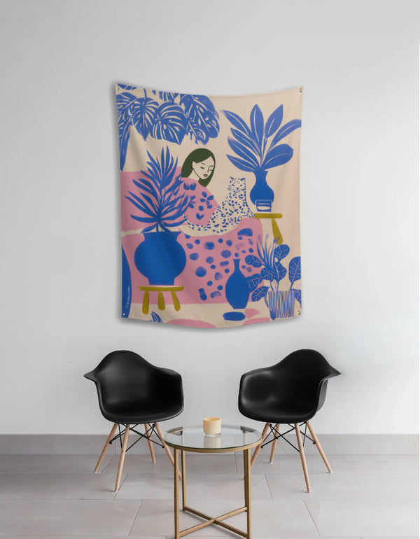 EverythingBoho Cat Mom Sukoon Tapestry Wall Art