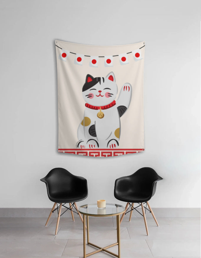EverythingBoho Maneki Neko Good Luck Cat Japanese Tapestry Wall Art Pet Parent-Gifting & Merch EverythingBoho Dropship