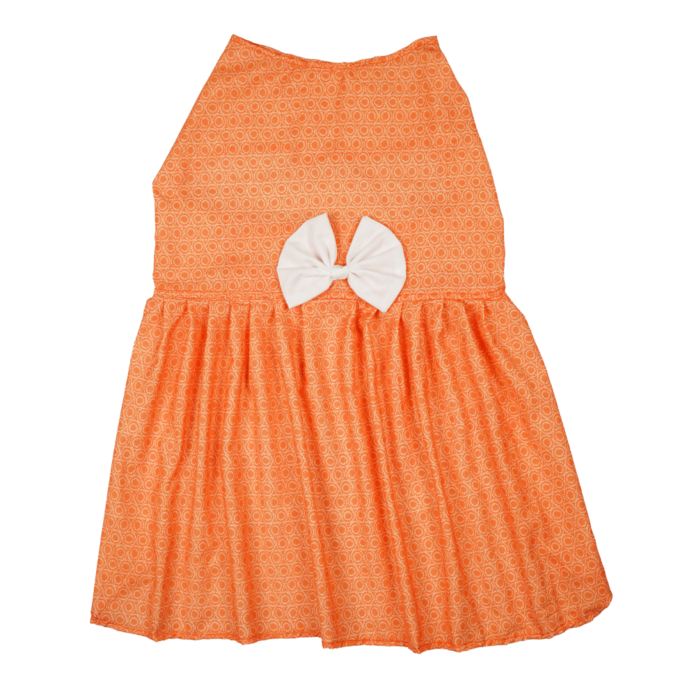 Skatrs Marigold Mandala Printed Dress for Dogs and Cats (Orange) Both-Clothing & Accessories Skatrs