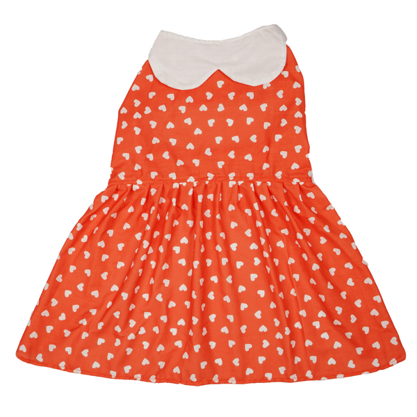 Skatrs All Hearts Printed Dress for Dogs and Cats (Red)