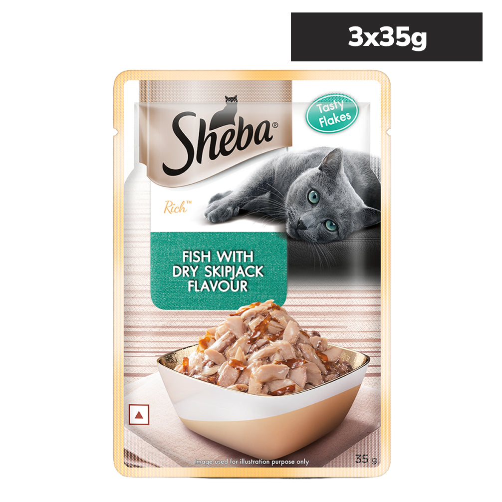 Sheba Fish with Dry Bonito or Skipjack Premium Cat Wet Food Cats-Wet Food Sheba 3x35g