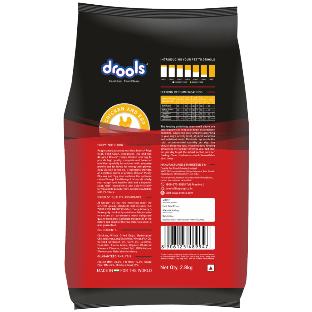Drools Chicken and Egg Puppy Dog Dry Food Dogs- Dry Food Drools