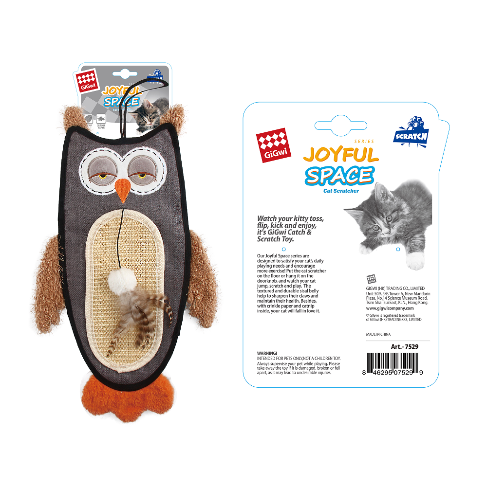 GiGwi Cat Scratcher with Catnip Owl Toy for Cats (Brown) Cats-Toys GiGwi