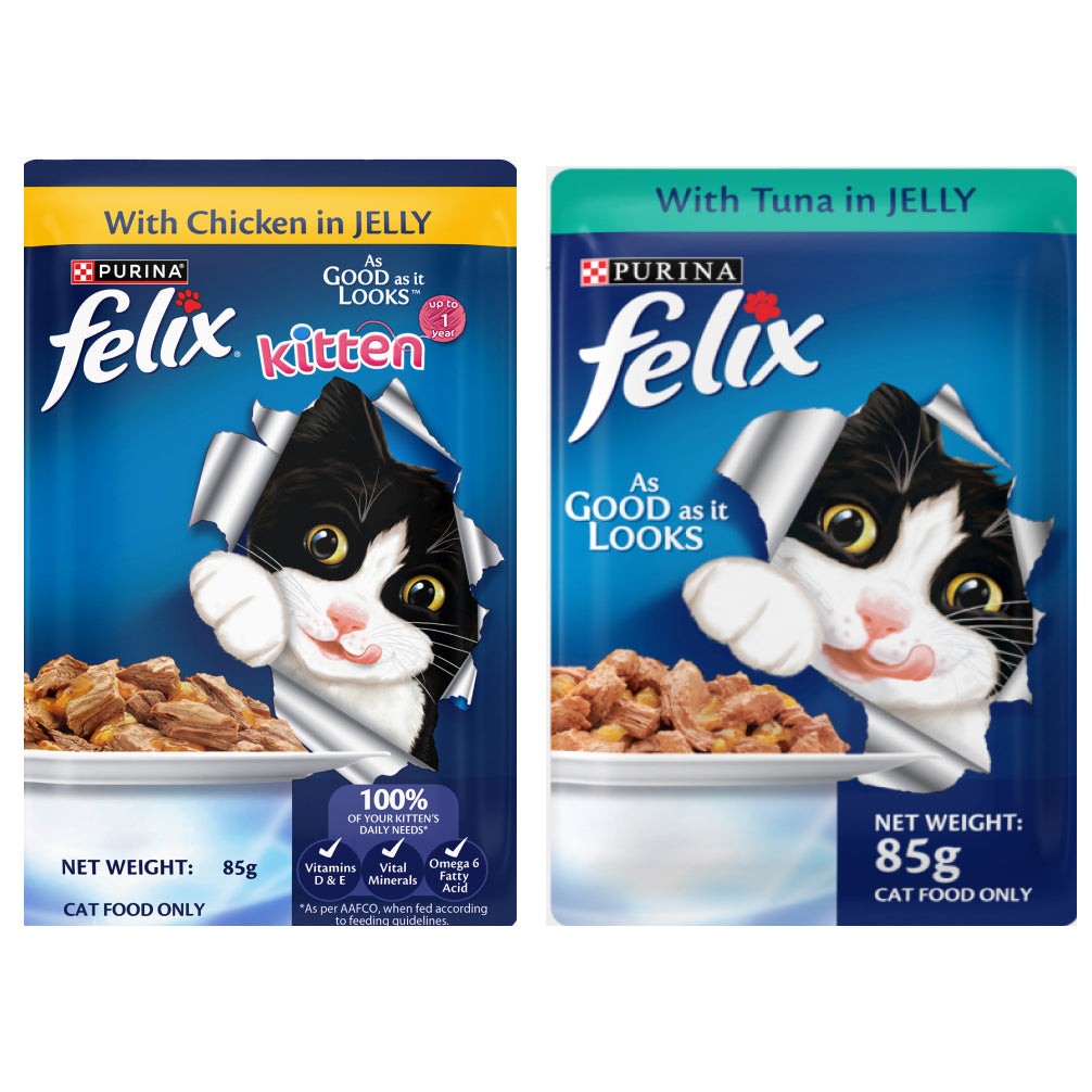 Purina Felix Tuna and Chicken with Jelly Kitten Cat Wet Food Combo Cats-Wet Food Felix 24x85g