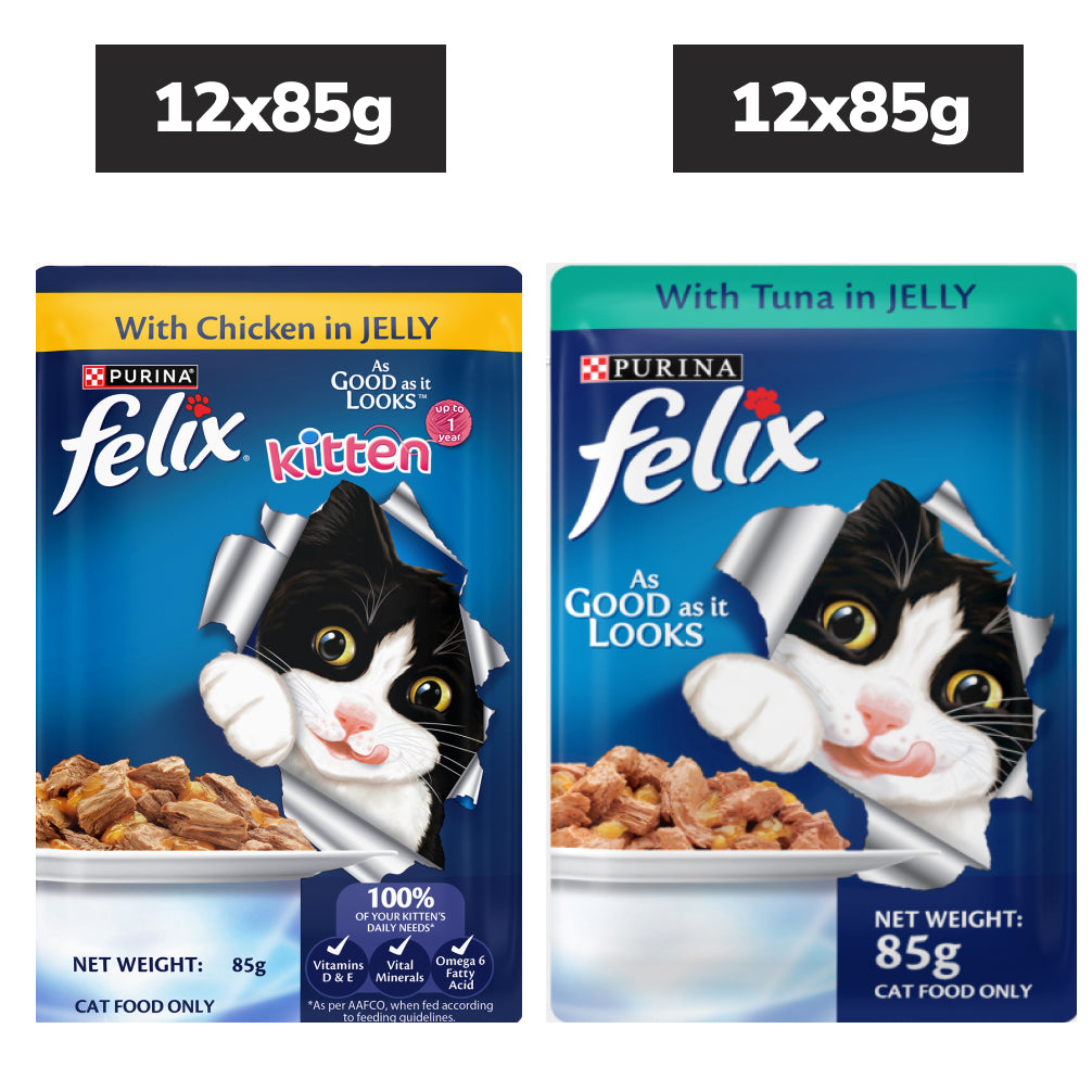 Purina Felix Tuna and Chicken with Jelly Kitten Cat Wet Food Combo Cats-Wet Food Felix