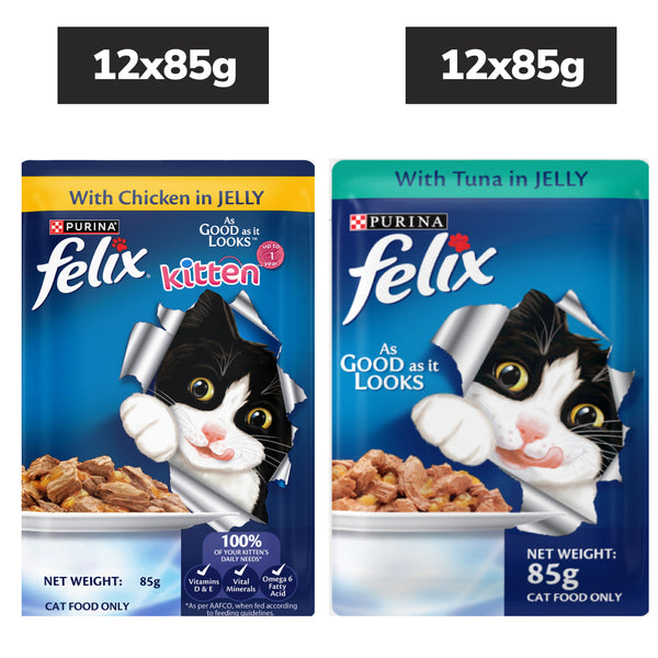 Purina Felix Tuna and Chicken with Jelly Kitten Cat Wet Food Combo