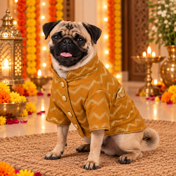 15 Furries Jashn Mustard Sherwani for Dogs (Yellow/Gold)