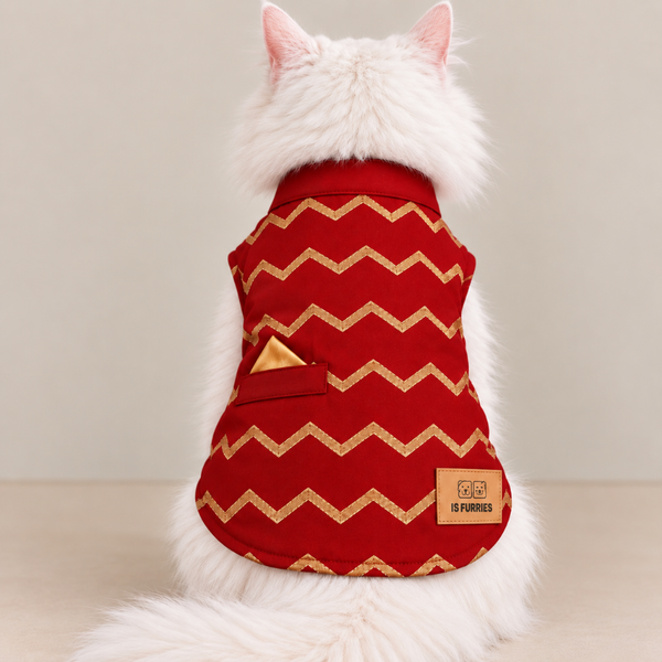 15 Furries Jashn Sherwani for Cats (Crimson Red)