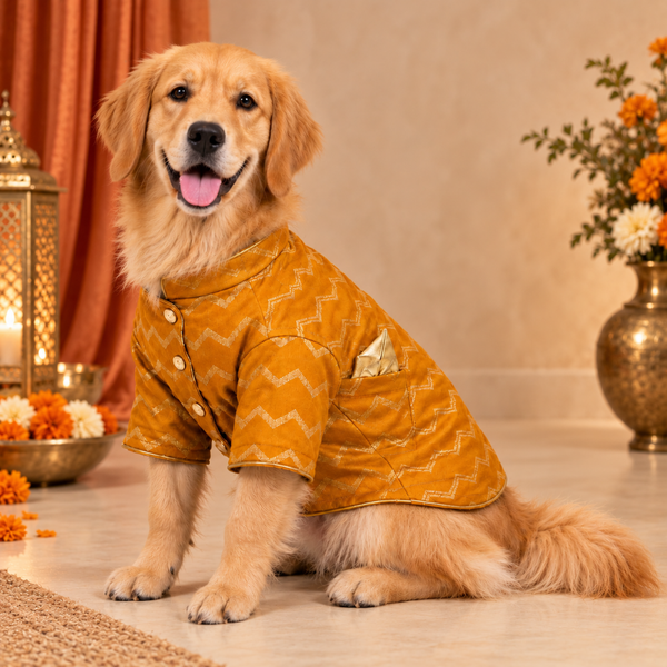 15 Furries Jashn Mustard Sherwani for Dogs (Yellow/Gold)