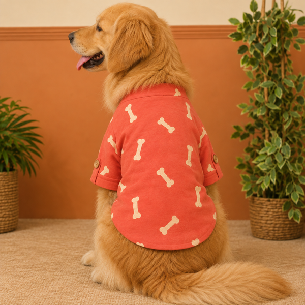 15 Furries Linen Bone Embroidered Kurta for Dogs (Grape Red)