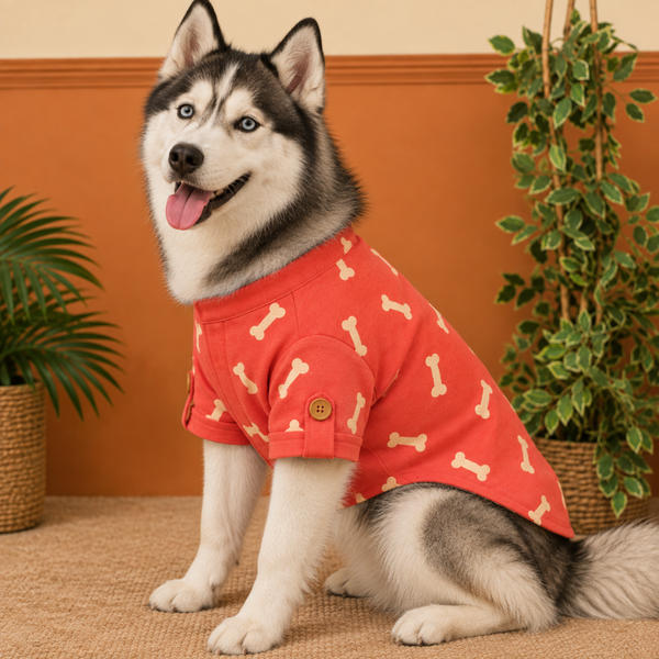 15 Furries Linen Bone Embroidered Kurta for Dogs (Grape Red)