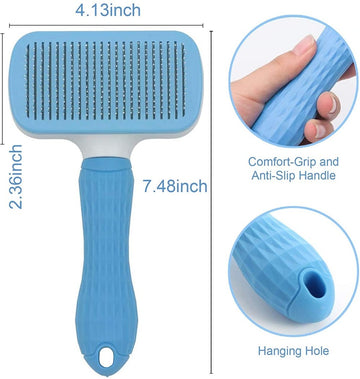 Chullbull Rectangle Slicker, Bath and Rubber Hand Brush Grooming Kit for Dogs