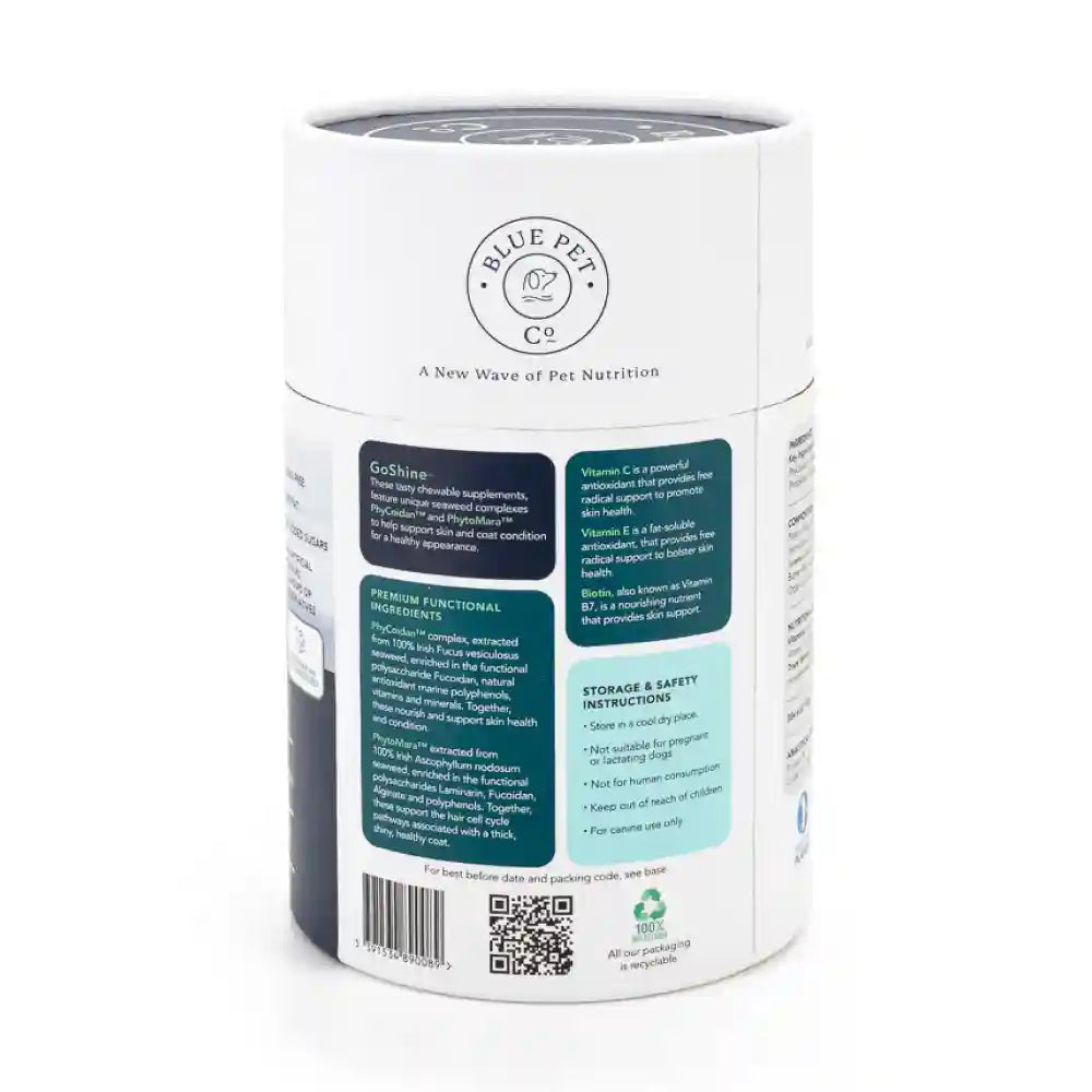 Blue Pet Co Go Shine Peanut Butter Flavor Skin & Coat Chewable Supplement for Dogs Dogs-Health & Wellness Blue Pet Co Dropship