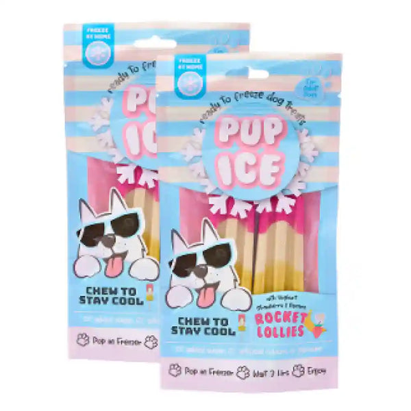 Pup Ice Strawberry and Banana Flavoured Rocket Lollies Dog Treat