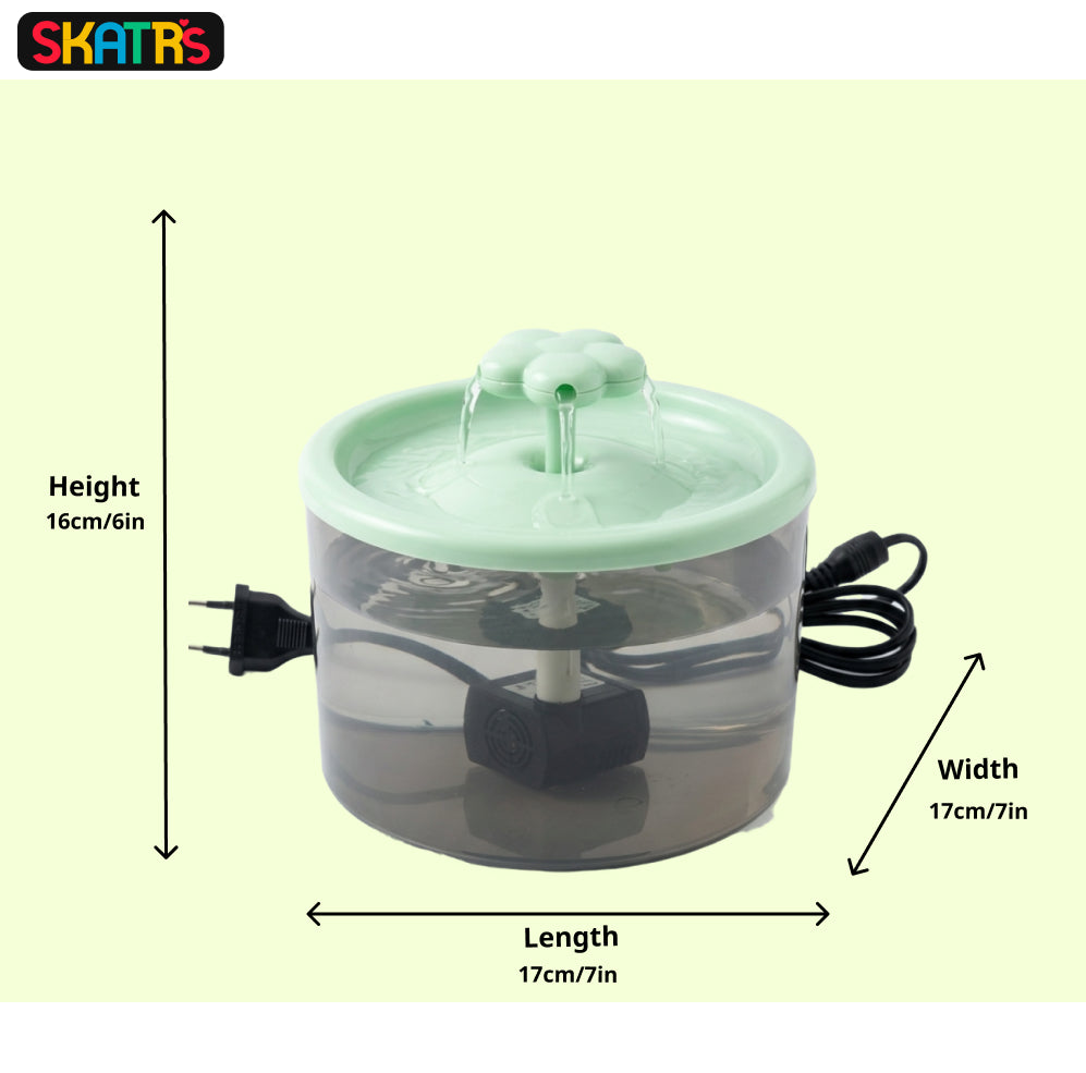 Skatrs Water Fountain for Dogs and Cats (Green) Both-Bowls & Feeders Skatrs