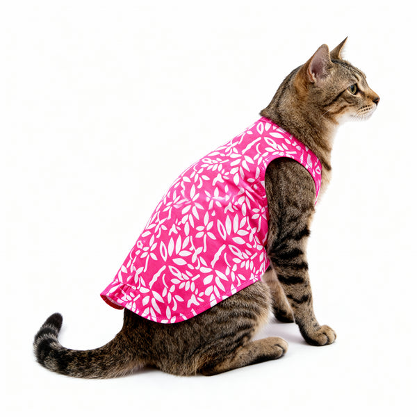 Skatrs Cotton Shirt for Dogs and Cats (Hot Pink and White)