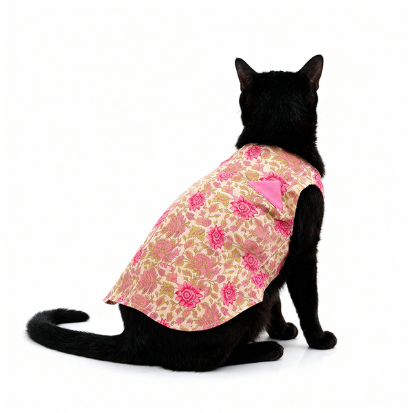 Skatrs Cotton Shirt for Dogs and Cats (Off White and Pink Lotus)