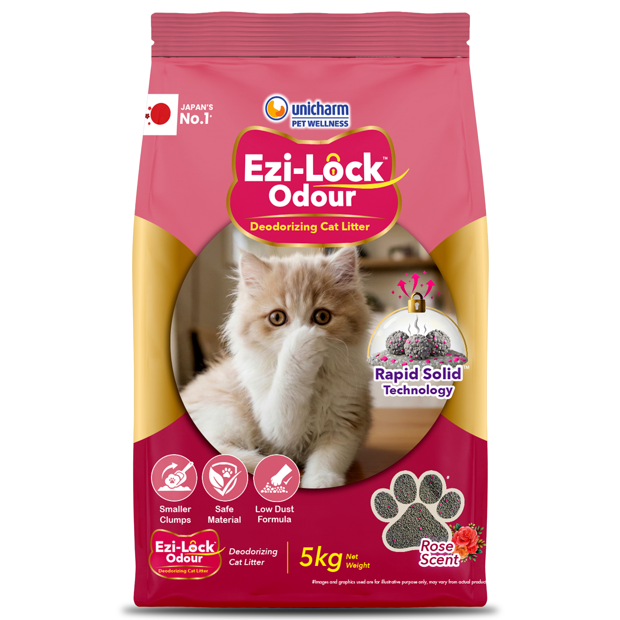 Unicharm Ezi Lock Odour Rose Scented Cat Litter Cats-Litter Unicharm 5kg