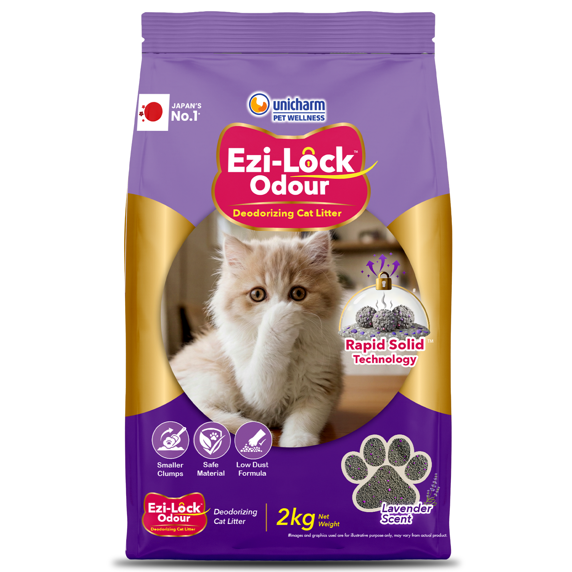 Unicharm Ezi Lock Odour Lavender Scented Cat Litter Cats-Litter Unicharm 2kg