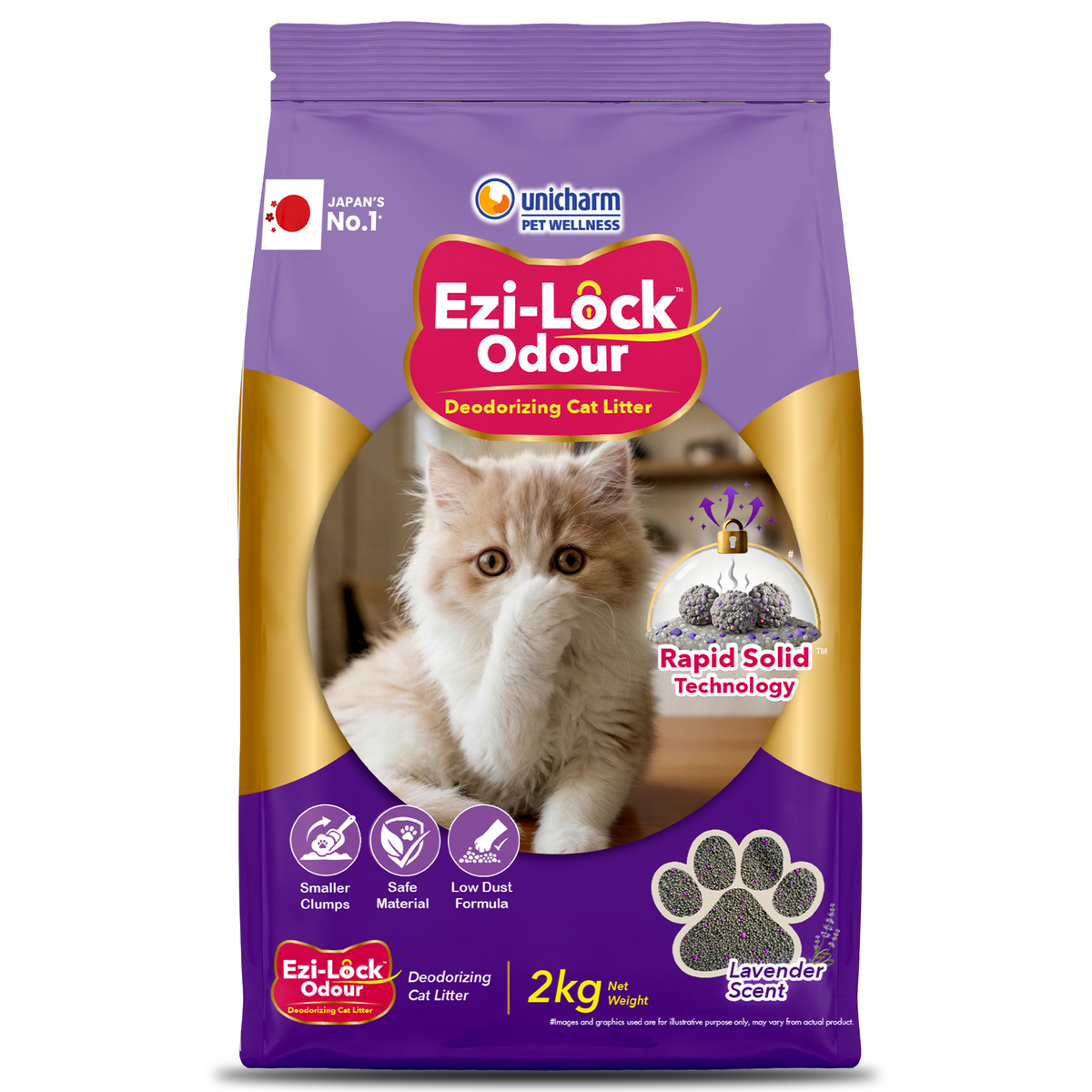 Unicharm Ezi Lock Odour Lavender Scented Cat Litter Cats-Litter Unicharm 2kg