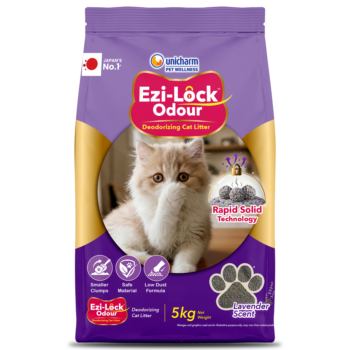 Unicharm Ezi Lock Odour Lavender Scented Cat Litter Cats-Litter Unicharm 5kg