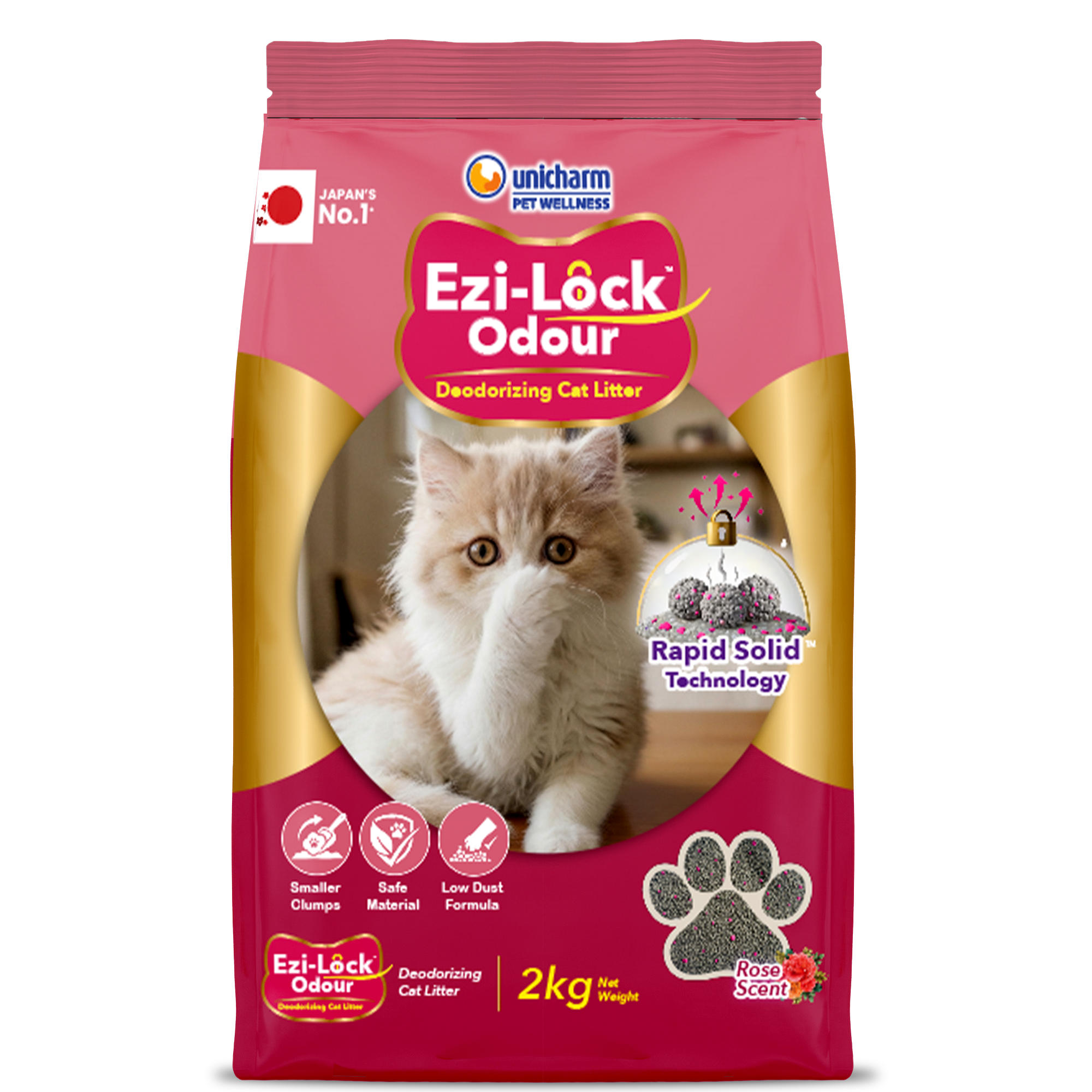 Unicharm Ezi Lock Odour Rose Scented Cat Litter Cats-Litter Unicharm 2kg