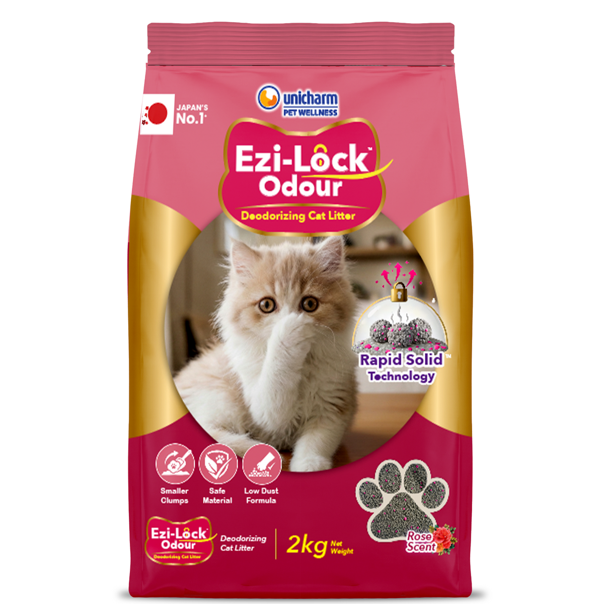 Unicharm Ezi Lock Odour Rose Scented Cat Litter Cats-Litter Unicharm 2kg