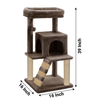 Furrlovers Fur Fabric Cat Tree with Ladder, Hanging Toy & Jute Rope Scratching Post (Brown) Cats-Toys Furrlovers Dropship
