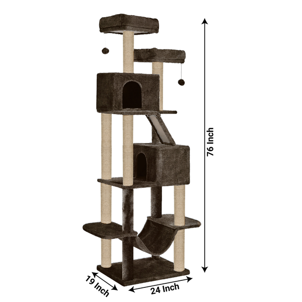 Furrlovers Multi Storey Cat Tree with Hammock, Condo & Sisal Scratching Posts (Brown)