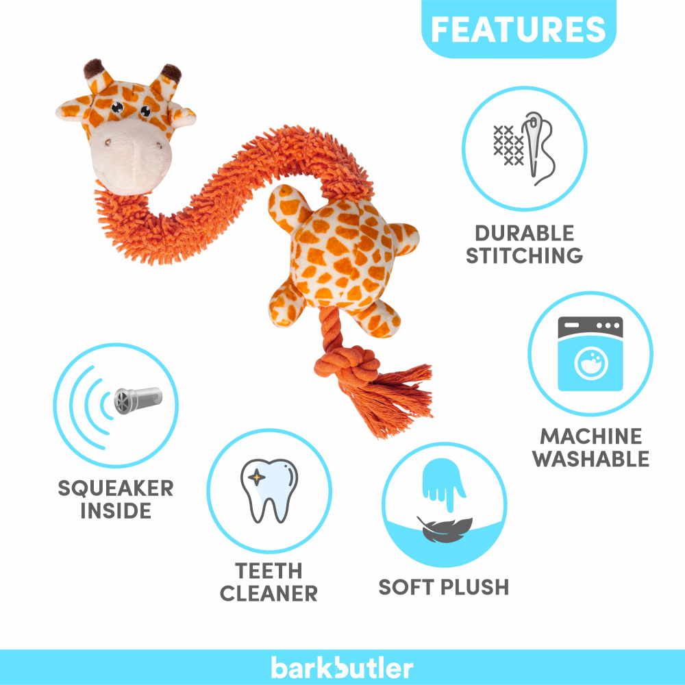 Barkbutler Garry The Giraffe Plush Toy for Dogs | For Soft Chewers