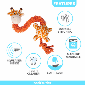 Barkbutler Garry The Giraffe Plush Toy for Dogs | For Soft Chewers