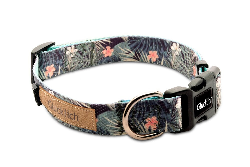 Glucklich Polyester Printed Adjustable Collar for Dogs (Green Forest)
