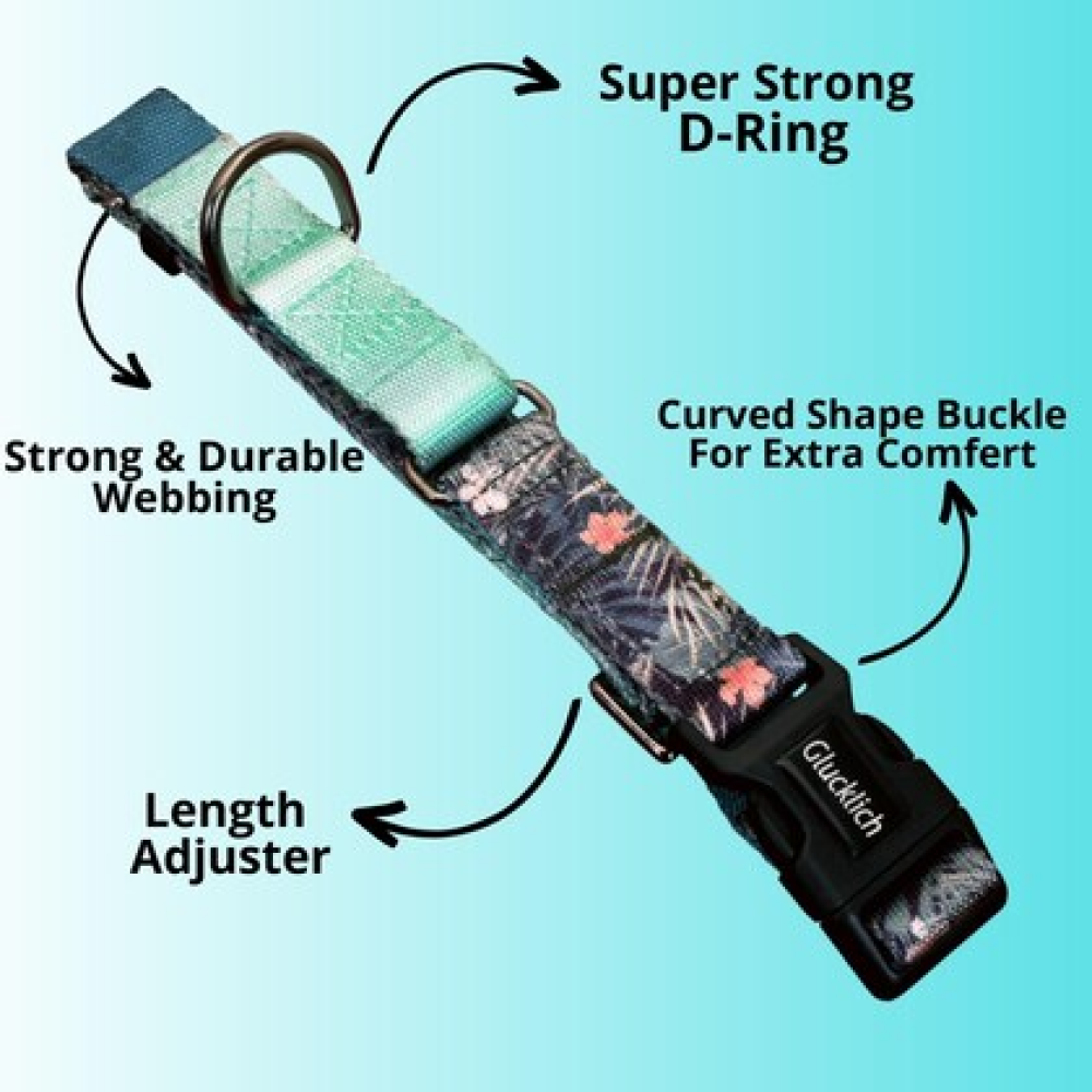 Glucklich Martingale Printed Adjustable Collar for Dogs (Green Forest)