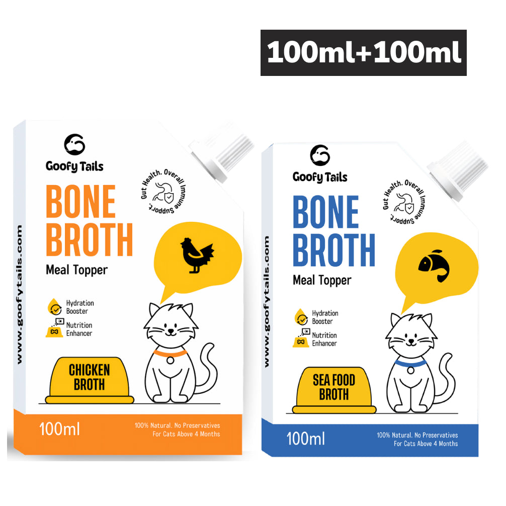 Goofy Tails Chicken Bone Broth and Seafood Bone Broth Combo for Cats Cats-Treats & Others Goofy Tails 2x100mL